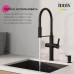 Смеситель для кухни с каналом для фильтрованной воды и гибким изливом IDDIS Ikon черный матовый